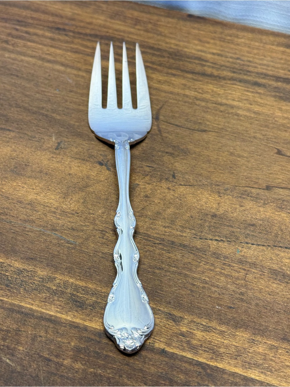Vintage International Silver Floral Scroll Silverplate Serving Fork 9" 50's-70's